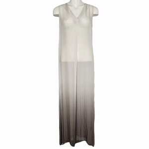 NWT Rosemarine Women's Cream Taupe Ombre Silk Blend Maxi Dress Medium